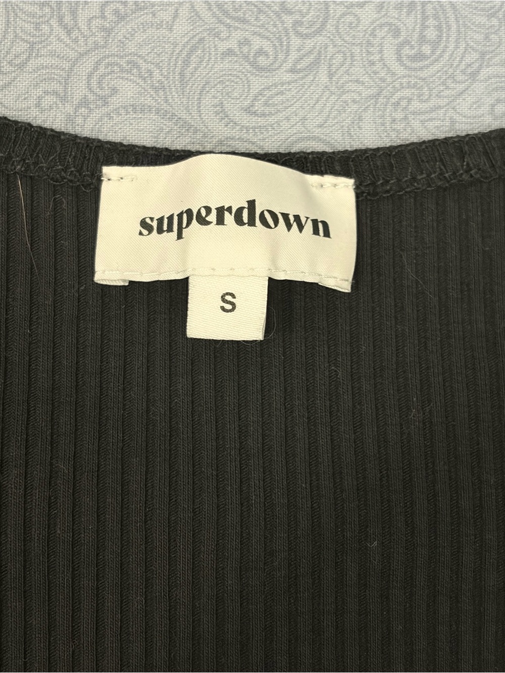 superdown Black Ribbed Square-Neck Tank Small - Picture 4 of 6
